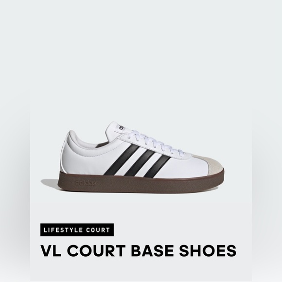 adidas Shoes - adidas VL Court Base Classic White/Black Sneakers with Suede Toe Sz 7.5